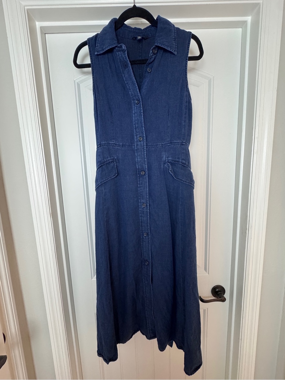 Banana Republic Belted Sleeveless Maxi Dress Dark Wash Chambray Size 4